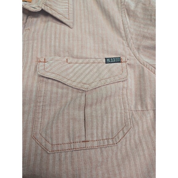 5.11 Tactical Shirt Women's M Red Tweed Snap Button Up Roll Tab Long Sleeve - Picture 9 of 13